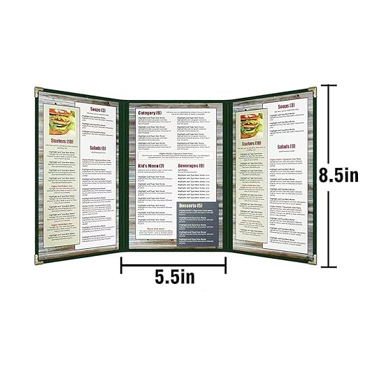 Goodsmart Restaurant Menu Covers – 25 Pack Green 6-View Trifold 5.5" x 8.5", Side-Loading Vinyl & Plastic Menu Holders, Clear Menu Sleeves, Leather-Style Café Covers with Gold Corners
