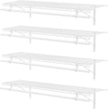Supforce 4-Pack Wire Closet Shelving with Triangular Brackets & Hanging Rod | Reinforced Triangular Bracket, Hanging Rod Included, Built-in Rod Holders, 150 lb Capacity, Wall Mounted, 4ft x 12in, 4-Pack