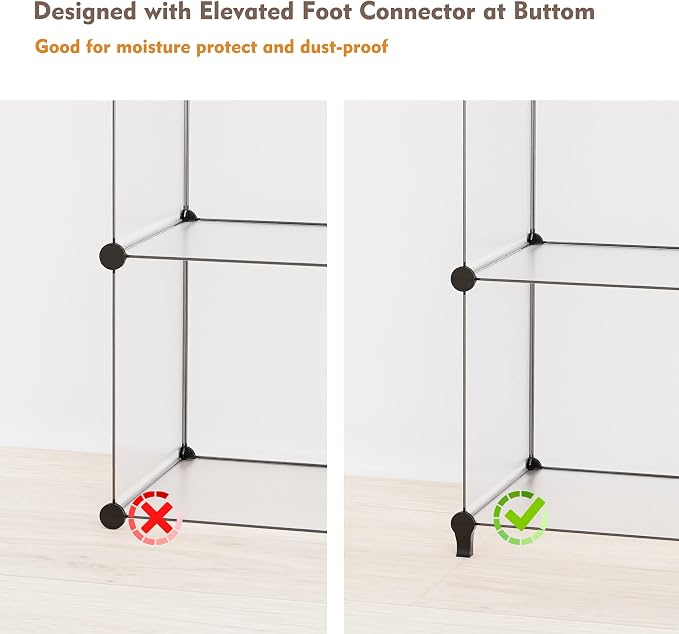 HOMIDEC Closet Organizers and Storage, 9 Cube Storage Organizer, Portable Closet Organizer Storage Cubes Shelves for Clothes, Bedroom, Wardrobe, Kids Room, Bathroom, Transparent