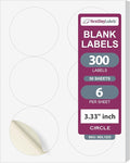 NextDayLabels 3.33 Inch Round Circle Stickers White Blank Labels for Laser Inkjet Printer - 6 Per Sheet Self-Adhesive Product Packaging Logo Made in USA - 300 Labels