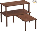 Cabinet Organizer Shelf(Set of 3),Bamboo Kitchen Counter Shelves for Countertop and Cabinet,Stackable Shelf Spice Racks,Large (Brown)