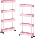 SPACELEAD 2-piece Set Slim Storage Cart 3 Tier,Bathroom Organizer Rolling Utility,Mobile Shelving Unit Slide Out for Office, Kitchen, Laundry Room & Narrow Places