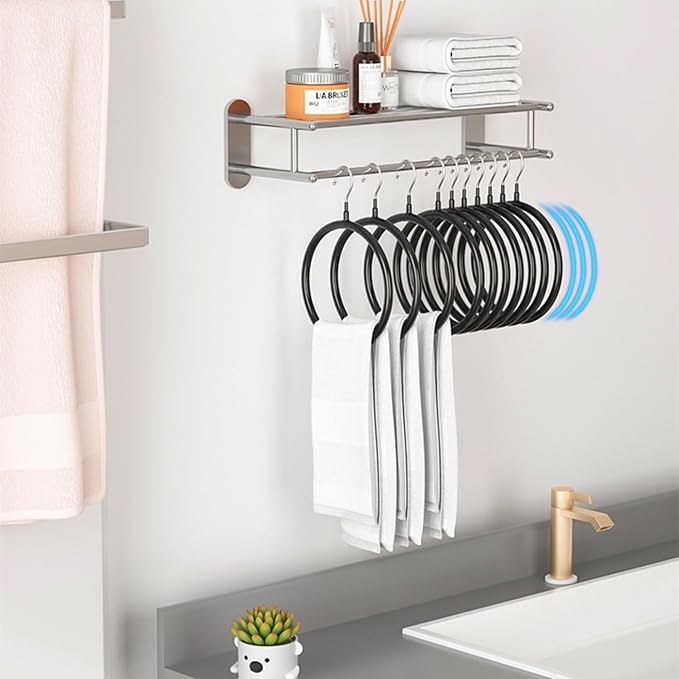 Belt/Scarf Hangers for Closet - 8 PCS Nonslip Space Saving Steel Tie Rings Holder Organizer for Neckties, Shawls Scarves, Veils, Pashminas Display(8 Pack, Black)