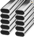 Outwater 8 FT Long Heavy Weight Steel Oval Closet Rods - 1-1/8" (30mm) x 9/16" (15mm), Premium Chrome Finish, Set of 10, Durable and Stylish