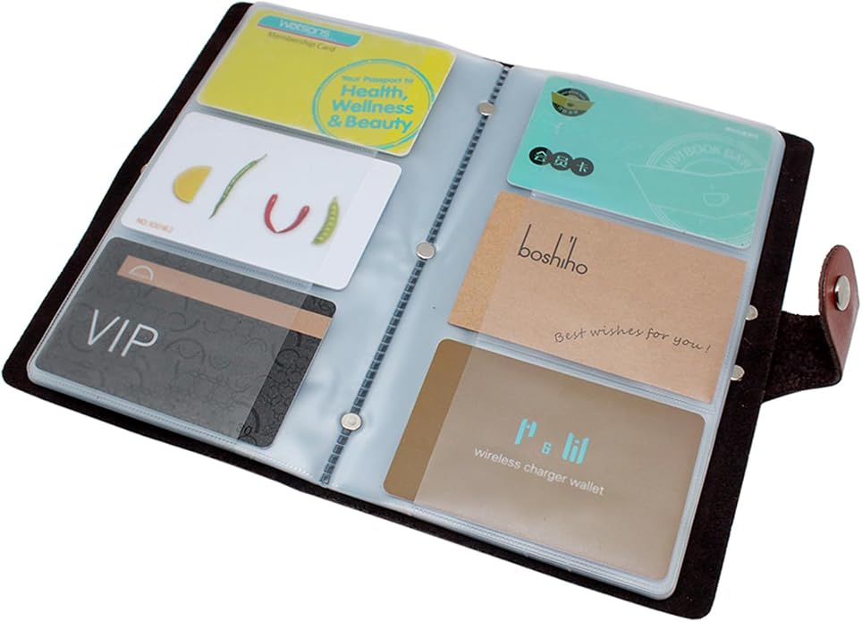 boshiho Leather Credit Card Holder Business Card Case Book Style 90 Count Name ID Card Holder Book