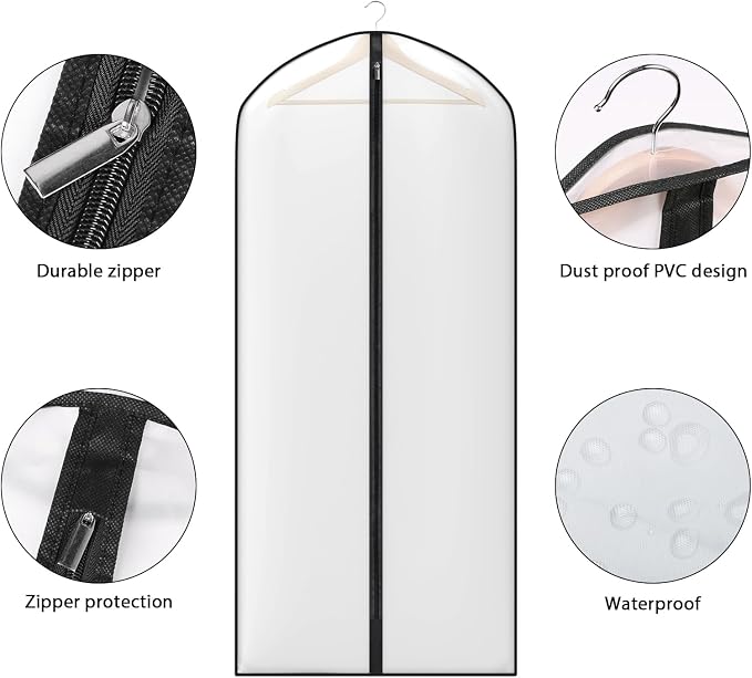Zilink 54" Coat Bags for Storage Dust Proof Hanging Garment Bag for Closet Dress Cover for Closet Storage with Full Zipper for Fur Coat Leather Jacket Dress Closet Storage, Set of 10