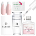 Saviland French Manicure Kit: French Tip Nail Stamp with White Gel Nail Polish Set, Jelly Silicone Nail Stamper Nail Stamper Kit for French Nails Home DIY Nail Salon