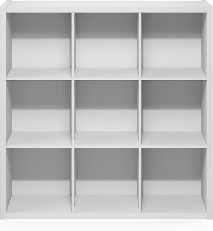 Furinno Cubic 9-Cube Closet Organizers and Storage, Closet Organizer, White | Open Shelf Closet Storage, Closed Back, Extra Thick Frame, for Wardrobe, Bedroom, Living Room