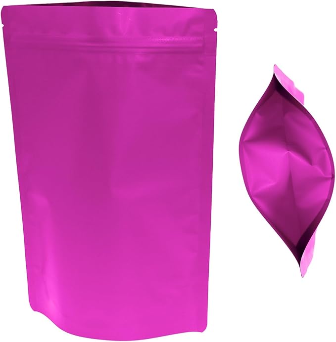 100PCS Smell Proof Resealable Pouch Bags,ULIFESTAR Aluminum Foil Flat Food Storage Bag,Sealable Pcsaging Zipper Pouches with Tear Notches for Pcsaging Lipgloss,Jewelry,etc(16*24cm/6.3*9.45",Purple)