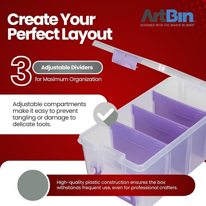 ArtBin Semi Satchel Portable Craft Organizer with 3 Dividers - Clear Plastic Storage Case for Art & Craft Supplies (Pack of 4)