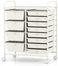 BECOMFORT 15-Drawer Rolling Cart with Drawers, Storage Cart on Wheels, Teacher Classroom Organizers with Metal Frame, Mobile Craft Cart for Tools