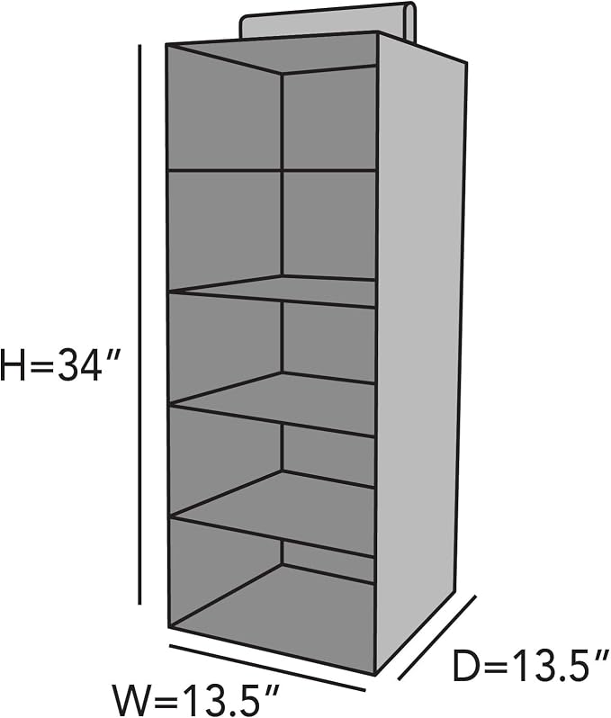Covermates Keepsakes Hanging Closet Organizer – Heavy Duty Vertical Wardrobe Storage Shelves for Sweaters, Handbags, and Shoes – Acid-Free Interior Lining, Beige Heather