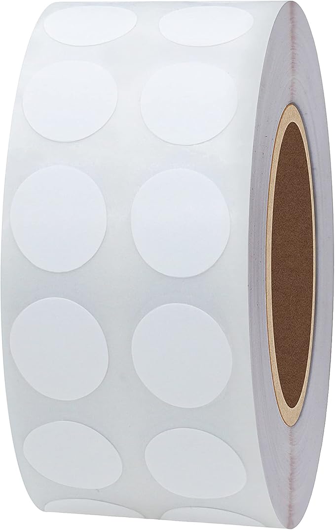 Hybsk 2000pcs White Circle Color Coding Dot Stickers Small Round Semi Gloss Paper Stickers Adhesive Label (0.5 inch)