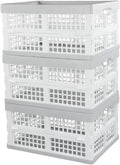 Vababa 3-Pack Plastic Stackable Collapsible Storage Crate, 15 L Stacking Folding Storage Basket