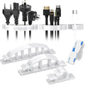XHF 30pcs Adhesive Cable Wire Clips Kit White, Outdoor Cable Management Wire Organizer Cord Holder for Under Desk, Car, Wall, TV PC Ethernet Cable