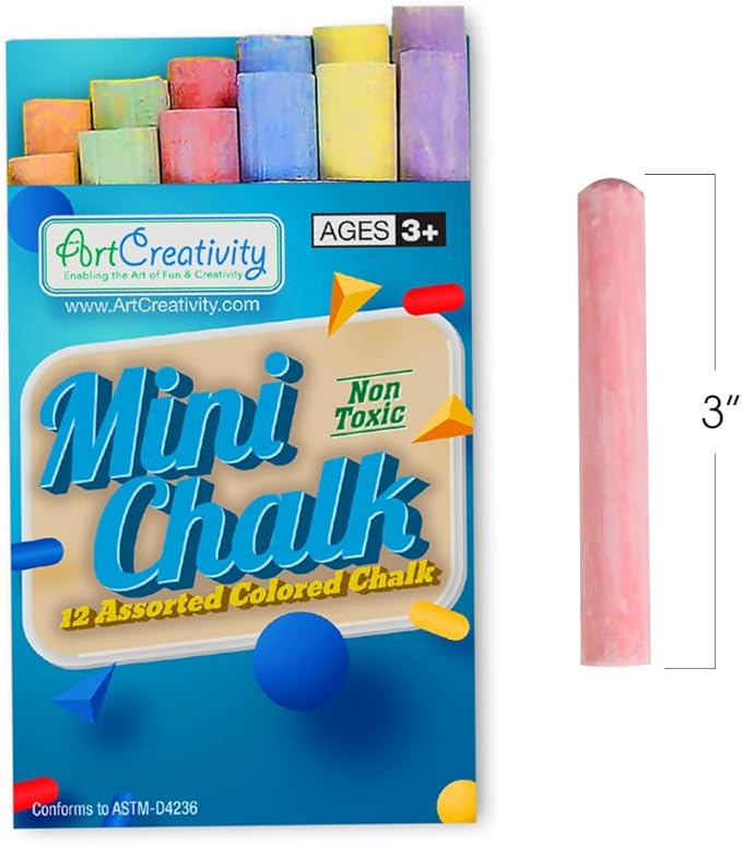 ArtCreativity 144 Count Mini Chalk Sets for Kids (12 Boxes) Non-Toxic Summer Art and Craft Supplies - Small Individual Chalk Packs in Bulk for Classroom Gifts, School Supplies, and Summer Party Favors