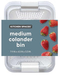 Kitchen Spaces Colander Bin, Produce Saver, Fridge Organizer With Lid, Wash, Strain and Store, Great for Refrigerator, Freezer and Pantry, Medium, White, Pack of 1