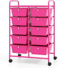 BECOMFORT 10-Drawer Rolling Cart with Drawers, Storage Cart on Wheels, Teacher Classroom Organizers with Metal Frame, Mobile Craft Cart, Trolley Utility Cart for School Office Play Room