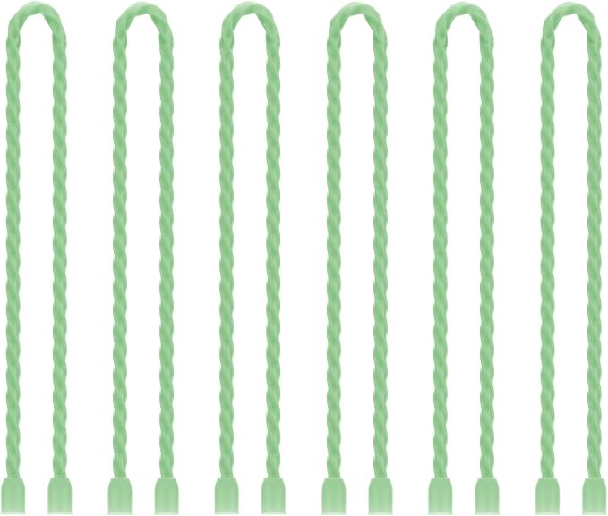 6 PCS 12-Inch Silicone Cable Ties Dia 5mm Reusable Steel-Core Rubber Twist Ties Bendable Cable Ties for Bundling and Holding, All Purpose Cord Tie for Indoor and Outdoor (Green)
