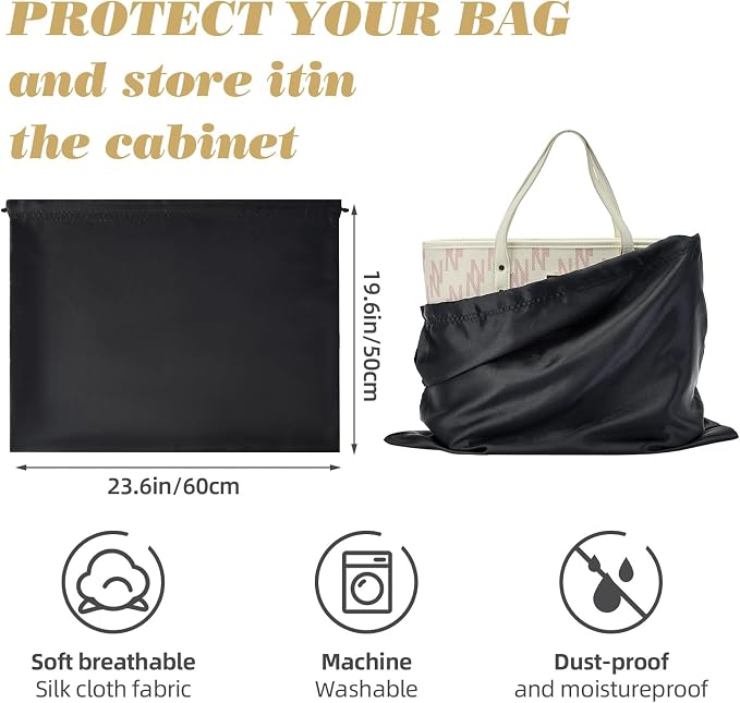 3‑Pack Drawstring Dust Bags with ID Labels | Silk Dust Covers, Handbags, Purses