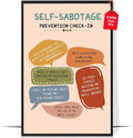 LOLUIS Mental Health Poster, Boho Therapy Tools Educational Supplies Art Print Classroom School Office Decor (Self-Sabotage Prevention Check-in, Custom Frame Type)