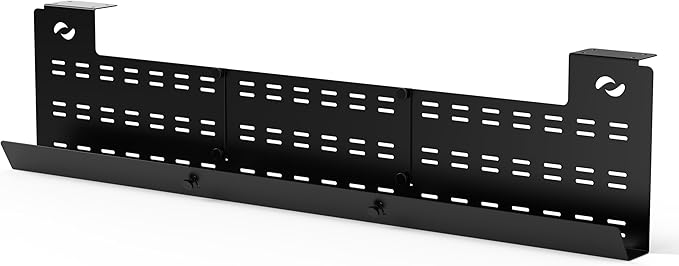 HumanCentric Under Desk Cable Management Tray and Computer Cord Raceway, Underdesk Cord Organizer, Standing Desk Cable and Wire Management, Heavy Duty, Included Straps, Medium, Black