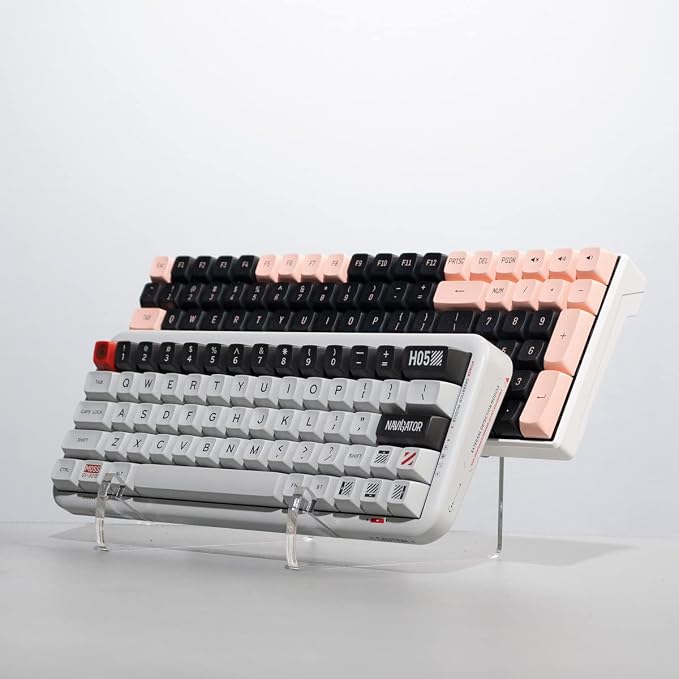 Sumgsn Keyboard Display Stand, Keyboard Storage Stand, Keyboard Holder, White Transparent Acrylic Stand for Two Mechanical Keyboard