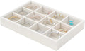 Beige 12Grid Bedside Organizer - Multi-use Holder for Jewelry, Sunglasses, Phone, Watch, Perfume, Lipstick - Nightstand & Desk-top Catchall Tray