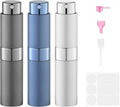 Fusupak Perfume Atomizer Travel Bottle Refillable: Cologne Sprayer Portable for Men - Mini Spray Empty for Refill - 8ml Small Size Grey Blue Silver