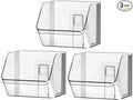 3 Pack Clear Plastic Wall Mount Storage Bins, Kitchen Pantry Cabinet Organizer Containers,Storage Caddy No Drilling Hang Walls/Doors for Kitchen, Bathroom, Bedroom, Office