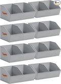 Homsorout Closet Organizers and Storage Bins - 8 Pack Collapsible Divided Trapezoidal Cube Storage Bins Baskets For Organizing Clothes Blankets,Toys, Books, Towels(Light Grey)