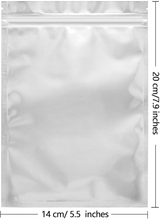 100 Pack Mylar Bags for Food Storage 5.5 x 7.9 Inch Resealable Smell Proof Bags with Clear Window Aluminum Foil Packaging Pouch Bag Silver