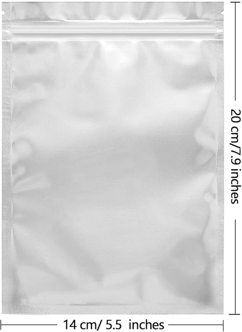 100 Pack Mylar Bags for Food Storage 5.5 x 7.9 Inch Resealable Smell Proof Bags with Clear Window Aluminum Foil Packaging Pouch Bag Silver