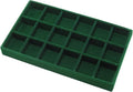 Velvet Jewelry Organizer Trays Dark Green Stackable Jewelry Storage Display Tray with Removable Dividers, 18 Grids