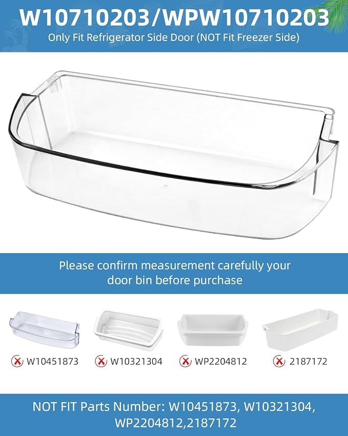 2 Pack UPGRADED W10710203 Refrigerator Door Bin Shelf Replacement Parts for Whirlpool Kenmore Maytag Refrigerator Right Side Bin Replaces WPW10710203 W10451871 3436767