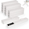 12-Pack Drawer Style Jewelry Gift Boxes with Sponge Insert, 8.7"x1.8"x1.2" Necklace & Bracelet Display Box for Presentation, Cardboard Storage Organizer for Pendant, Ring, Earring - White