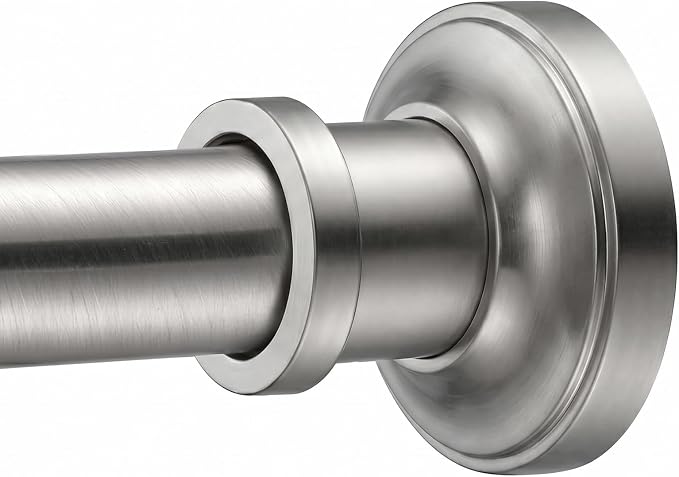 BRIOFOX Brushed Nickel Tension Curtain Rod 24 to 78 Inch(2-6.5ft) - Stainless Steel Spring Tension Shower Curtain Rod, No Drilling Tension Rod for Curtains or Windows