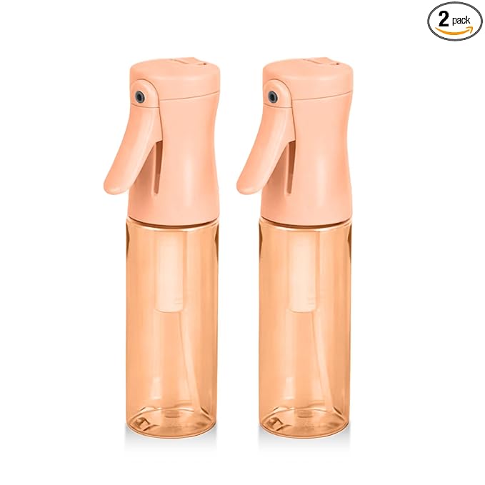 Spray Bottle for Hair, 2 Pack 95ml Small Continuous Water Mist Spray Bottle, Ultra Fine Mist for Face, Hairstyling, Salon, Cleaning, Toners, Hydration & Makeup, Travel Size Leak-Proof Bottles Orange