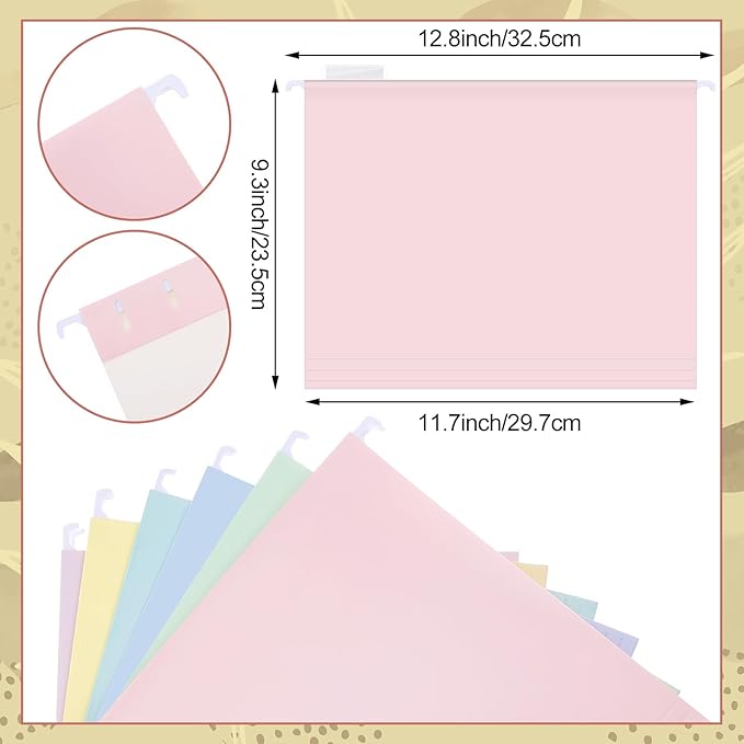 Dispowreath 24 Hanging File Folder with Acrylic Organizer for Letter/a4 Size Desktop Clear File Storage Box with Handles for Home Work Office Use(Macaroon,Classic)