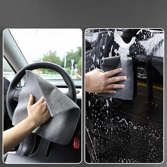 Car Interior Suede Cleaning Towel for Sonata SEL 2024, Ultra Soft High Absorbent Lint Free Scratchless Auto Detail Cloth Grey,S30cm×40cm