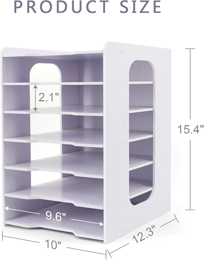 SONGWAY File Organizer for Desk - Desk Organizer for Document, Multifunctional 7 Tier Vertical File Holder, Paper Holder Organizer, Desktop File Organizer for Home Office School Decorations, White