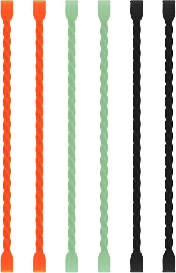 6 PCS 6-Inch Silicone Cable Ties Dia 5mm Reusable Steel-Core Rubber Twist Ties Bendable Cable Ties for Bundling and Holding, All Purpose Cord Tie for Indoor and Outdoor (Orange,Green,Black)