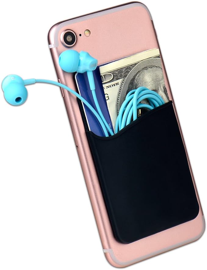 SHANSHUI Phone Card Holder, Slim Silicone Credit Card ID Cell Phone Wallet Stick on Pocket for Phone Cases All Smartphones - 3 Pack Pink