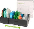CLEANCLUE Expandable Kitchen Cabinet Organizer for Food Storage Container Lids, Bamboo Drawer Caddy Adjustable Dividers, Box for Kitchen Storage and Organization, Lids Organizer for Cabinet (Black)