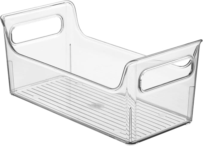 iDesign Plastic Condiment Organizer with Handles, Set of 4, Clear | For Fridge, Made in USA