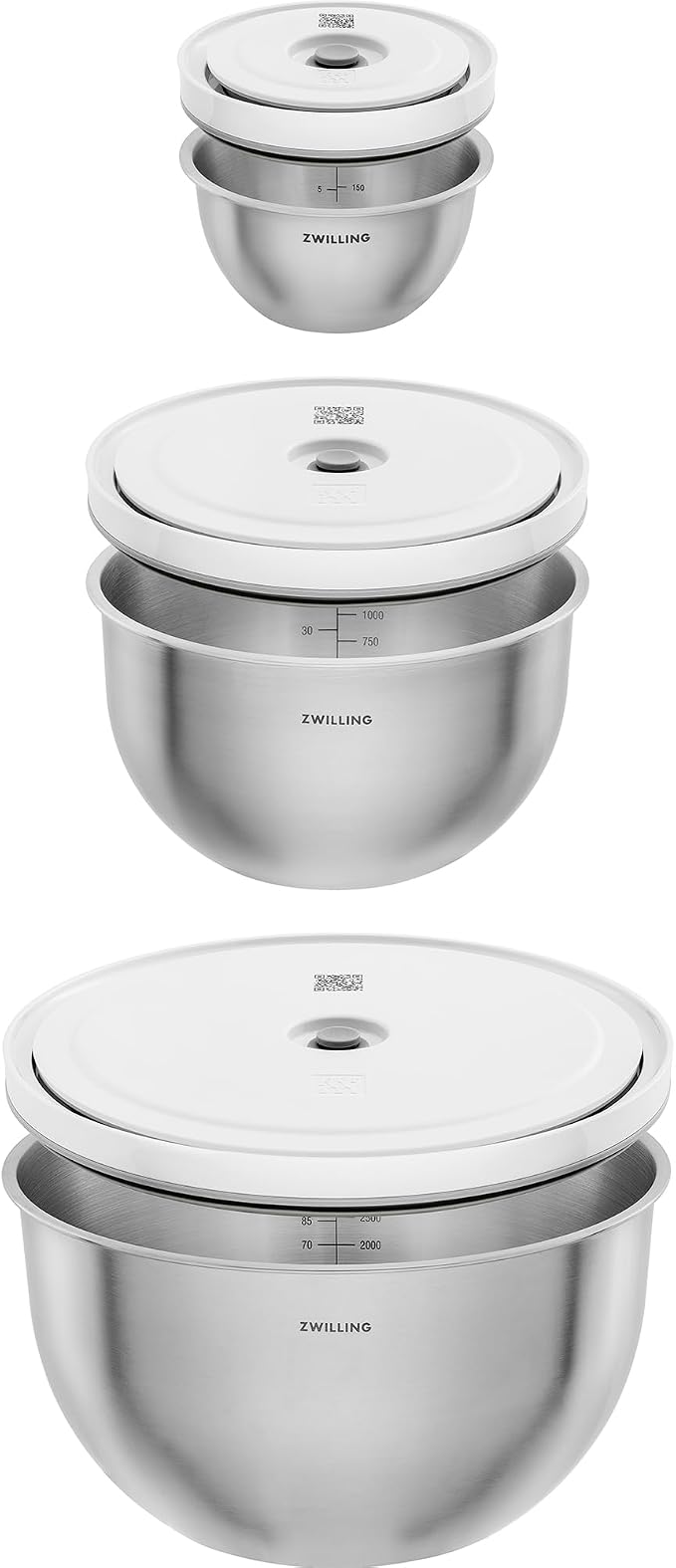 ZWILLING Fresh & Save BOWLS 3-pc Stainless Steel Vacuum Bowl Set