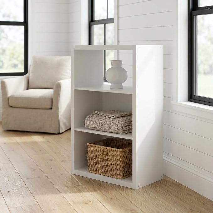 Furnifact White Bookcase with Modern Design, Sturdy Wood Construction, Stylish and Functional Storage Solution for Home Office or Living Room