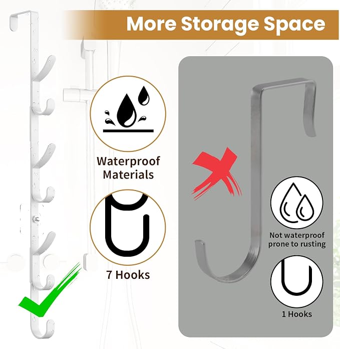Over The Door Hooks, Metal Door Hooks for Hanging,Door Purse Organizer for Door Coat Hanger, Back of Shower for Hanging Towel Rack Clothes, Hat, Bathroom Bathroom Dorm Bedroom Closet (White-2Packs)