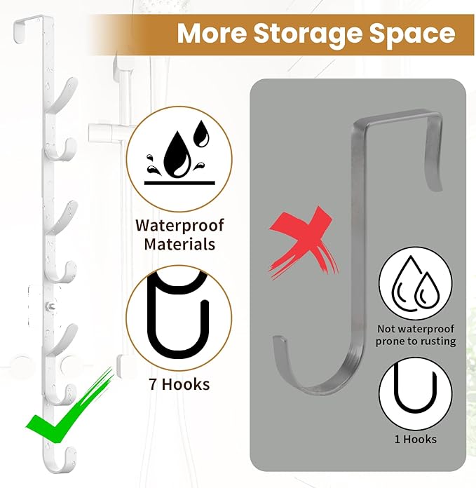 Over The Door Hooks, Metal Door Hooks for Hanging,Door Purse Organizer for Door Coat Hanger, Back of Shower for Hanging Towel Rack Clothes, Hat, Bathroom Bathroom Dorm Bedroom Closet (White-3Packs)