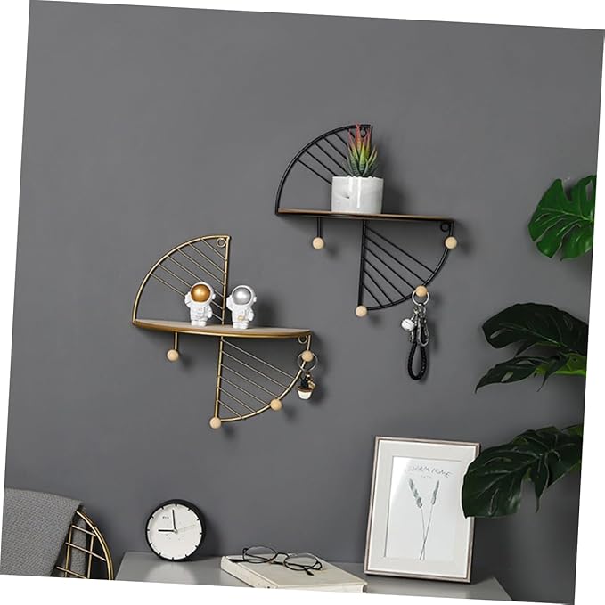 PRETYZOOM Wooden Hook Storage -Mounted Shelf Boys and Girls Bookshelf Cubby Organizer Shelf